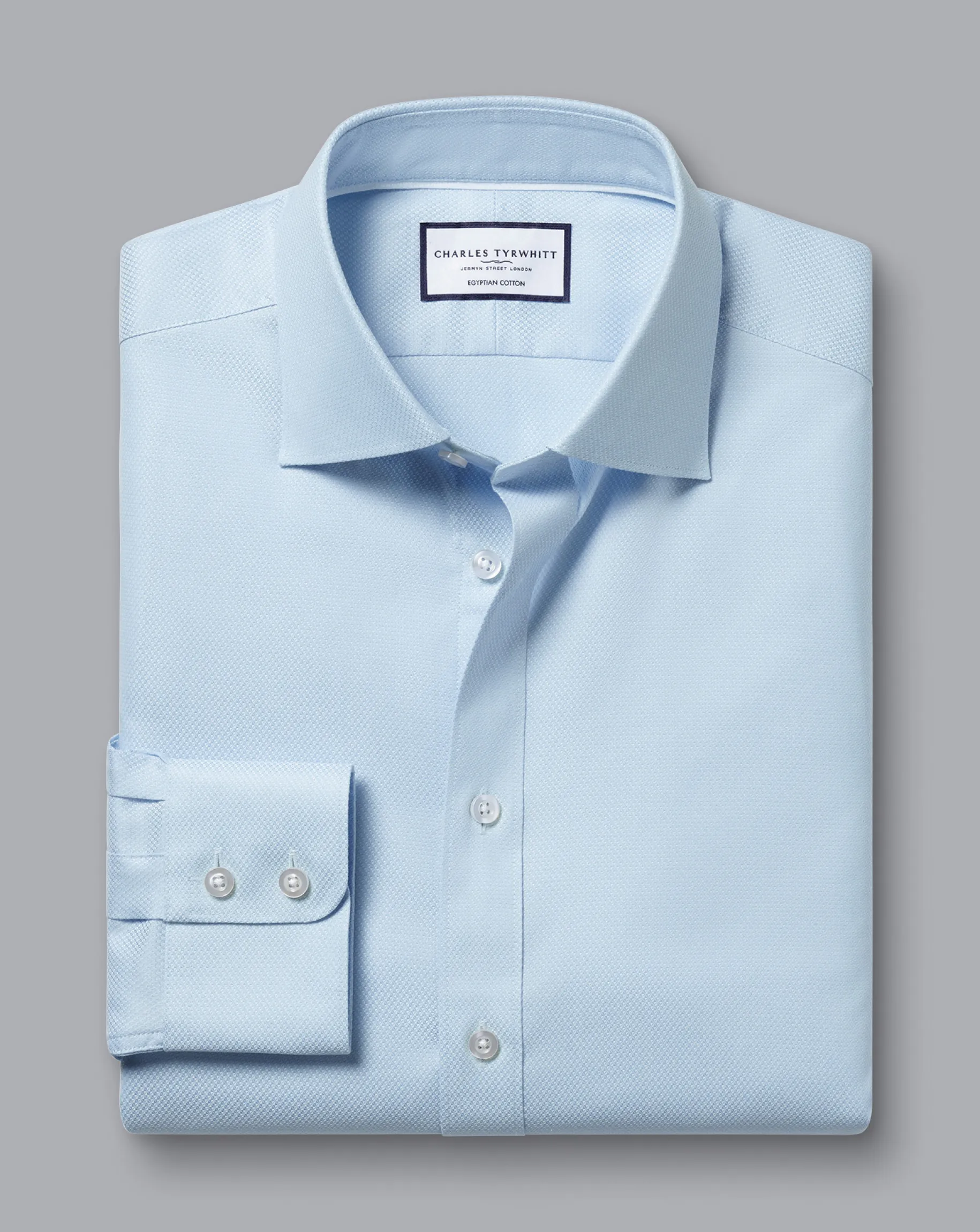 Shirt Sale|Dress Shirts<Charles Tyrwhitt Semi-Spread Collar Egyptian Cotton Hudson Weave Shirt - Light Blue