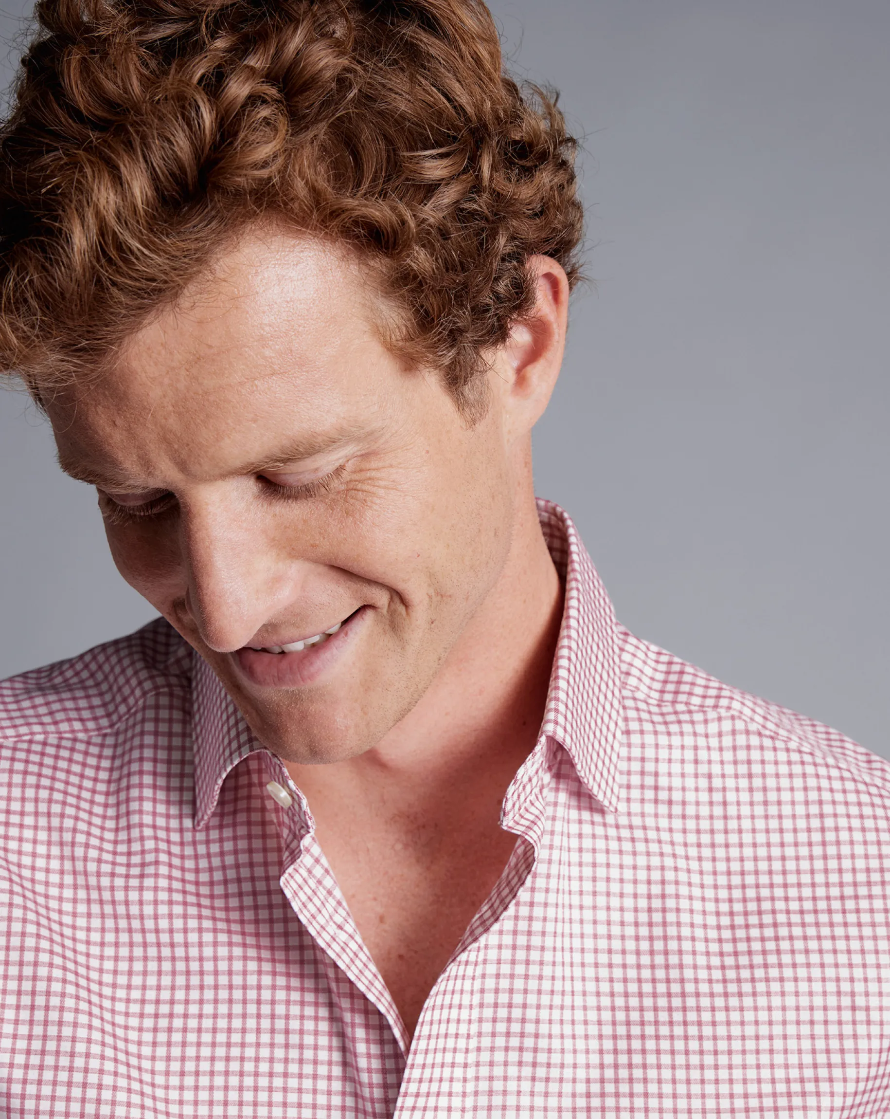 Shirt Sale|Dress Shirts<Charles Tyrwhitt Semi-Spread Collar Egyptian Cotton Twill Fine Check Shirt - Dark Pink