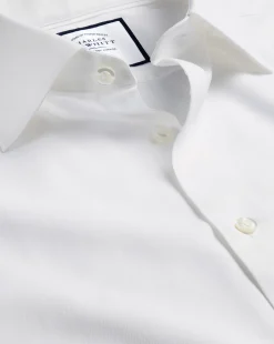 Shirt Sale|Dress Shirts<Charles Tyrwhitt Semi-Spread Collar Egyptian Cotton Berkshire Weave Shirt - White