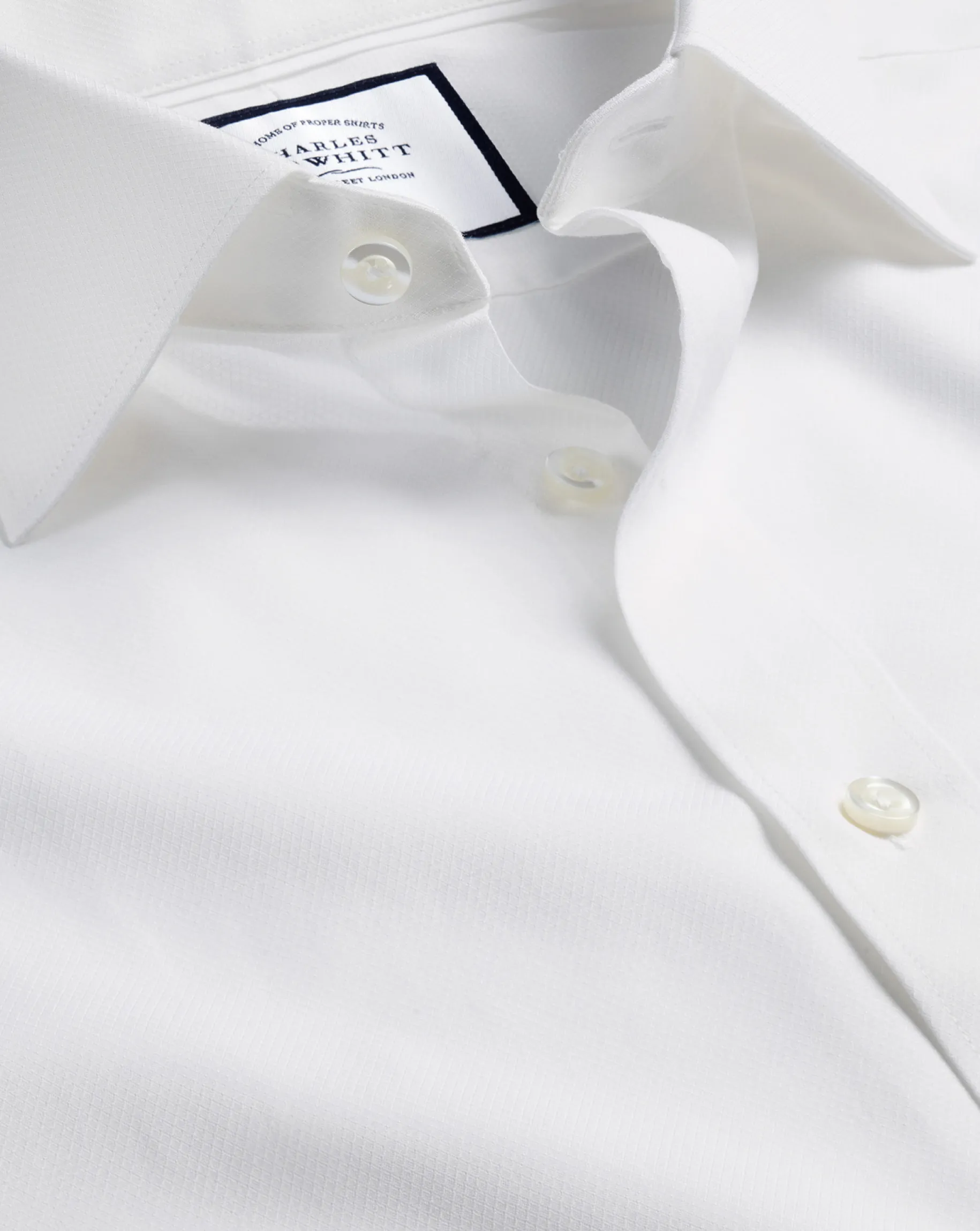 Shirt Sale|Dress Shirts<Charles Tyrwhitt Semi-Spread Collar Egyptian Cotton Berkshire Weave Shirt - White