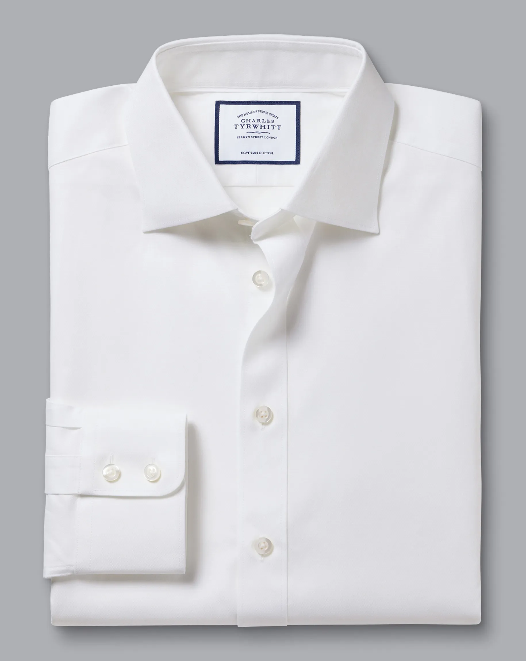 Shirt Sale|Dress Shirts<Charles Tyrwhitt Semi-Spread Collar Egyptian Cotton Berkshire Weave Shirt - White