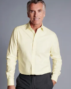 Shirt Sale|Dress Shirts<Charles Tyrwhitt Semi-Spread Collar Egyptian Cotton Berkshire Weave Shirt - Lemon Lemon Yellow