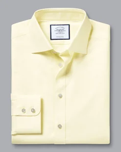 Shirt Sale|Dress Shirts<Charles Tyrwhitt Semi-Spread Collar Egyptian Cotton Berkshire Weave Shirt - Lemon Lemon Yellow