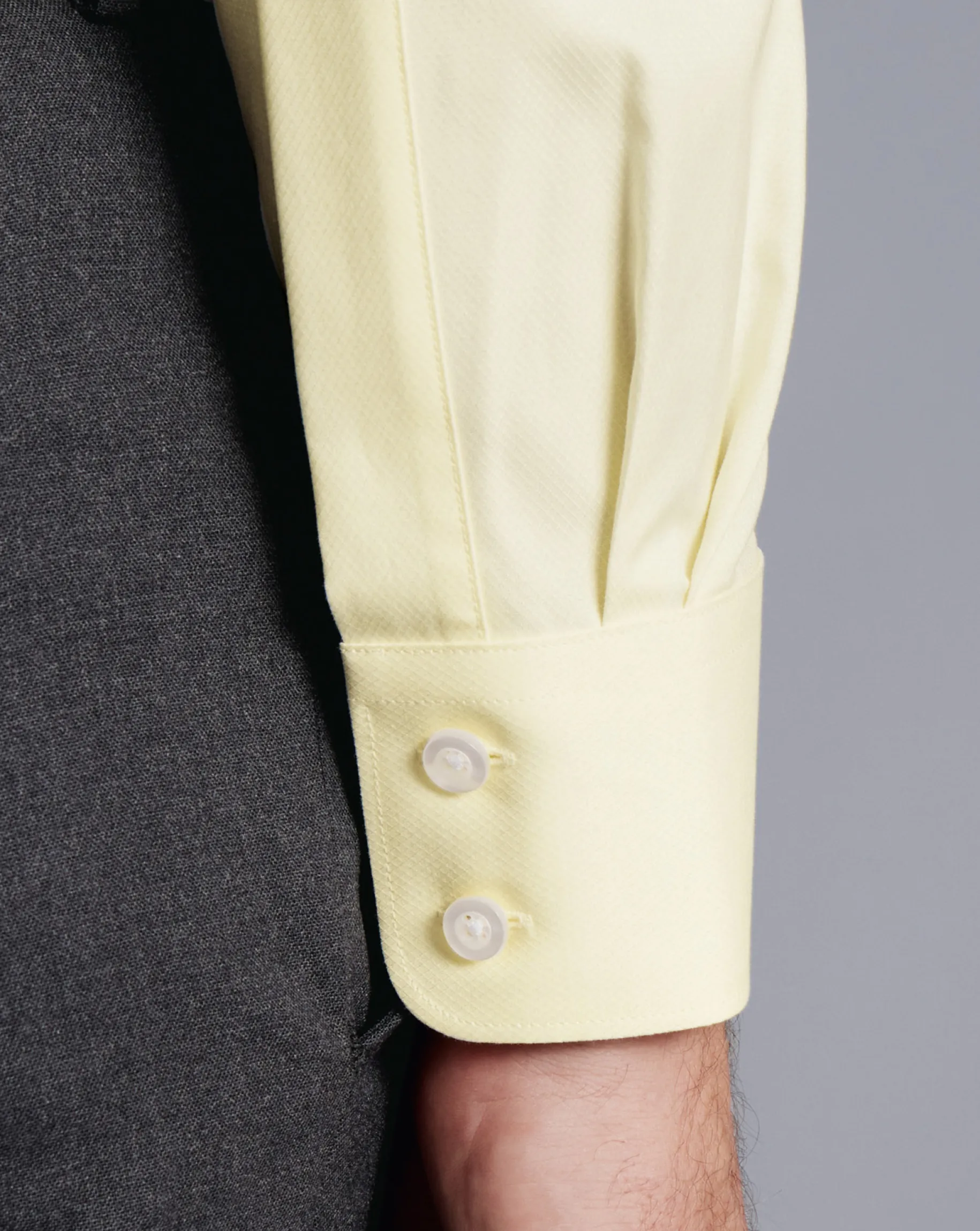 Shirt Sale|Dress Shirts<Charles Tyrwhitt Semi-Spread Collar Egyptian Cotton Berkshire Weave Shirt - Lemon Lemon Yellow