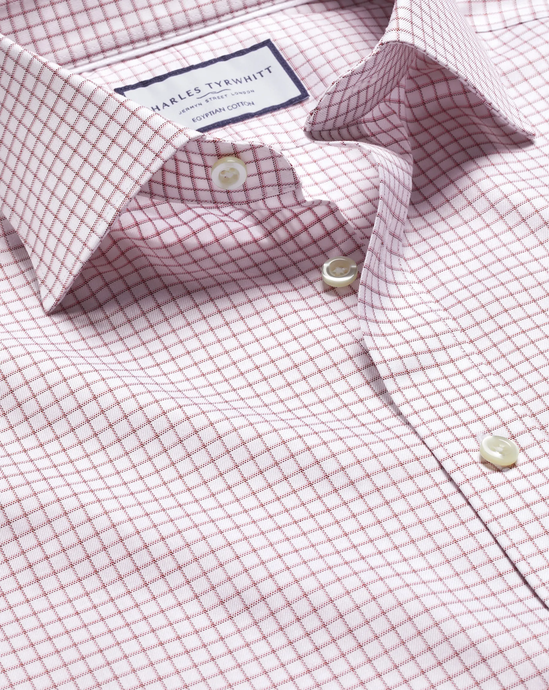 Shirt Sale|Dress Shirts<Charles Tyrwhitt Semi-Spread Collar Egyptian Cotton Check Shirt - Dark Red