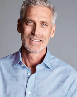 Dress Shirts|Check Shirts<Charles Tyrwhitt Semi-Spread Collar Egyptian Cotton Prince Of Wales Check Shirt - Blue Sky