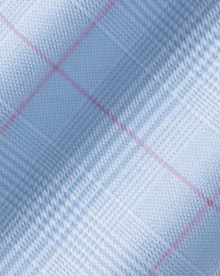 Dress Shirts|Check Shirts<Charles Tyrwhitt Semi-Spread Collar Egyptian Cotton Prince Of Wales Check Shirt - Blue Sky