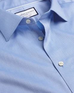 Dress Shirts|Blue Shirts<Charles Tyrwhitt Semi-Spread Collar Egyptian Cotton Windsor Weave Shirt - Cornflower Blue