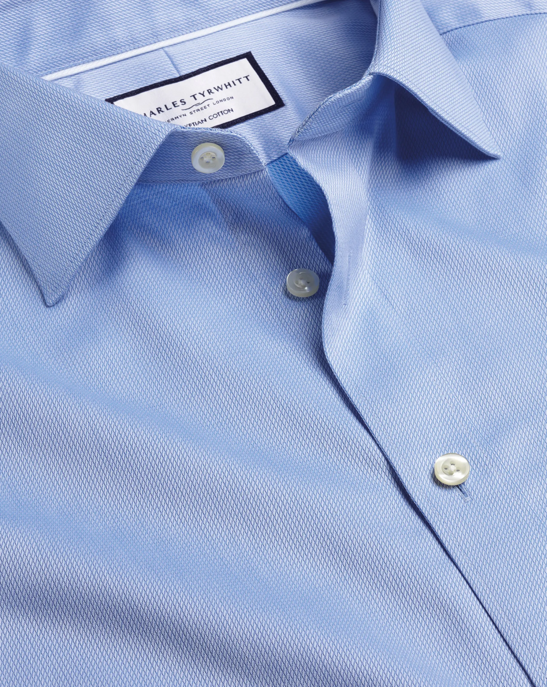 Dress Shirts|Blue Shirts<Charles Tyrwhitt Semi-Spread Collar Egyptian Cotton Windsor Weave Shirt - Cornflower Blue