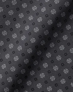 Dress Shirts|S<Charles Tyrwhitt Semi-Spread Collar Medallion Print Non-Iron Shirt - Grey Charcoal