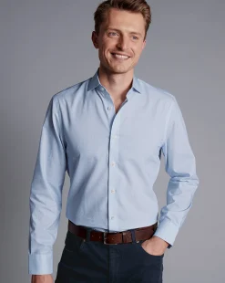Shirt Sale|Casual Shirts<Charles Tyrwhitt Semi-Spread Collar Non-Iron Decorative Print Shirt - Blue Sky