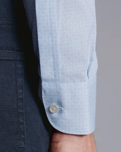 Shirt Sale|Casual Shirts<Charles Tyrwhitt Semi-Spread Collar Non-Iron Decorative Print Shirt - Blue Sky