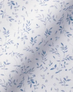 Business Casual Shirts|Casual Shirts<Charles Tyrwhitt Semi-Spread Collar Non-Iron Leaf Print Shirt - White & Blue White and Blue