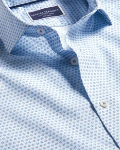 Business Casual Shirts|Casual Shirts<Charles Tyrwhitt Semi-Spread Collar Non-Iron Floral Geo Print Shirt - Cobalt Blue