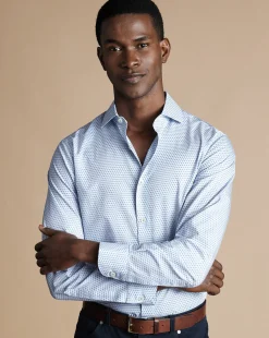 Business Casual Shirts|Casual Shirts<Charles Tyrwhitt Semi-Spread Collar Non-Iron Floral Geo Print Shirt - Cobalt Blue