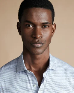 Business Casual Shirts|Casual Shirts<Charles Tyrwhitt Semi-Spread Collar Non-Iron Floral Geo Print Shirt - Cobalt Blue