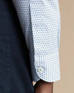 Business Casual Shirts|Casual Shirts<Charles Tyrwhitt Semi-Spread Collar Non-Iron Floral Geo Print Shirt - Cobalt Blue