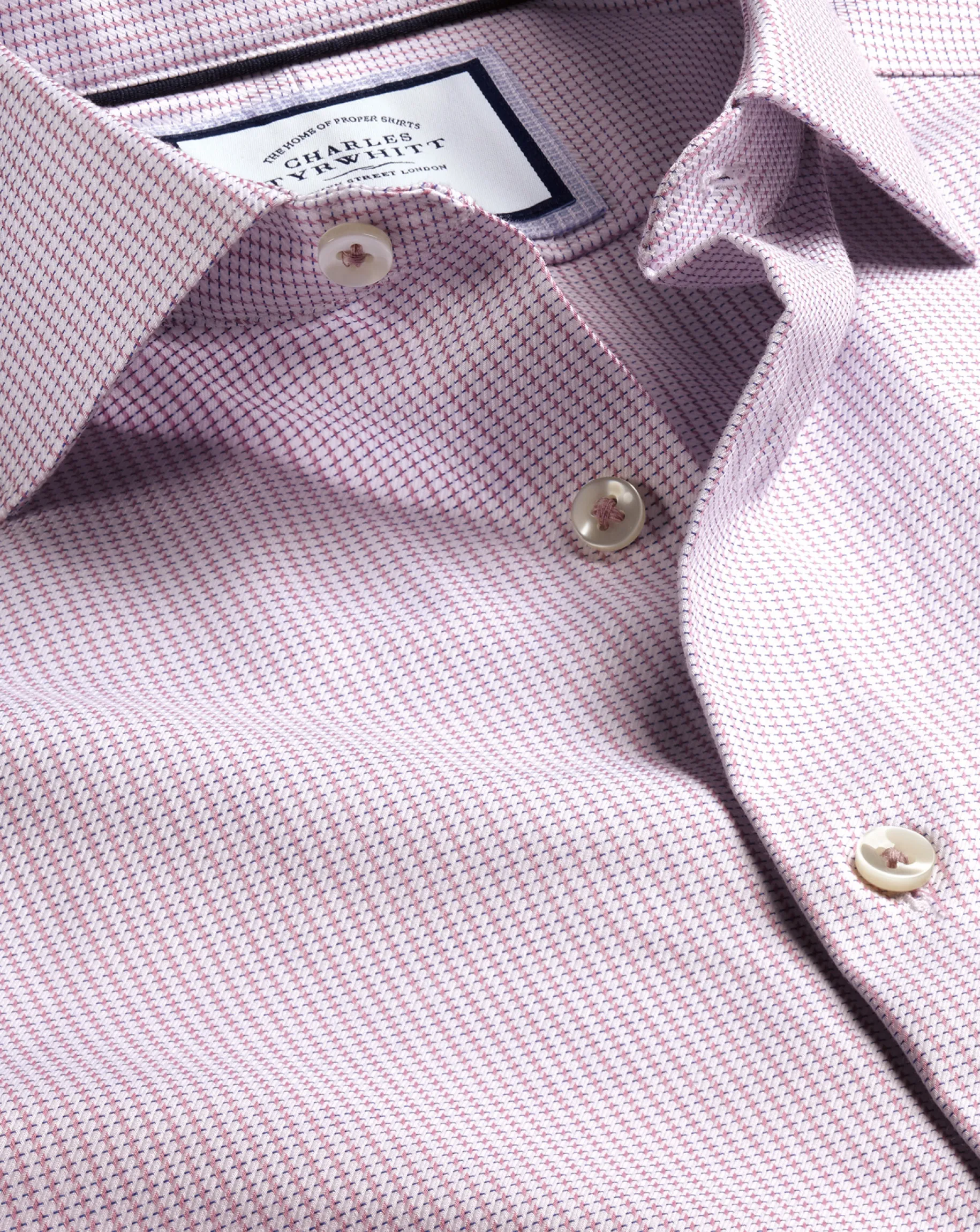 Shirt Sale|Casual Shirts<Charles Tyrwhitt Semi-Spread Collar Non-Iron Stretch Texture Shirt - Dark Pink