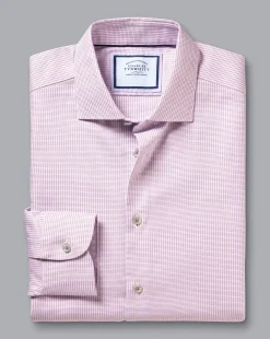 Shirt Sale|Casual Shirts<Charles Tyrwhitt Semi-Spread Collar Non-Iron Stretch Texture Shirt - Dark Pink