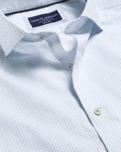 Business Casual Shirts|Casual Shirts<Charles Tyrwhitt Semi-Spread Collar Petal Print Non-Iron Shirt - Light Blue