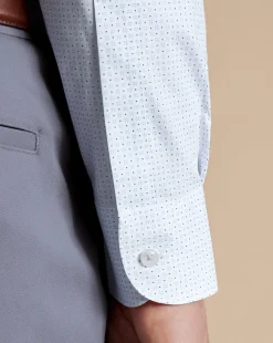Business Casual Shirts|Casual Shirts<Charles Tyrwhitt Semi-Spread Collar Petal Print Non-Iron Shirt - Light Blue