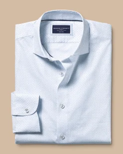Business Casual Shirts|Casual Shirts<Charles Tyrwhitt Semi-Spread Collar Petal Print Non-Iron Shirt - Light Blue