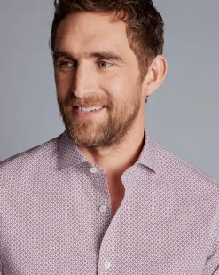 Shirt Sale<Charles Tyrwhitt Semi-Spread Collar Shadow Diamond Print Non-Iron Shirt - Blackberry Purple