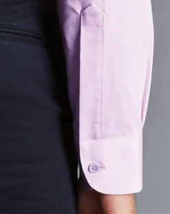 Shirt Sale|Dress Shirts<Charles Tyrwhitt Semi-Spread Collar Twill Shirt with Printed Trim - Violet Purple