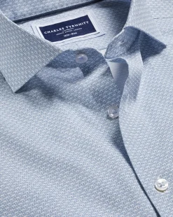 Seasonal Looks|Dress Shirts<Charles Tyrwhitt Semi-Spread Collar Wine Glass Print Non-Iron Shirt - Ocean Blue