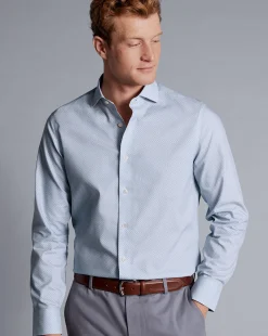 Seasonal Looks|Dress Shirts<Charles Tyrwhitt Semi-Spread Collar Wine Glass Print Non-Iron Shirt - Ocean Blue