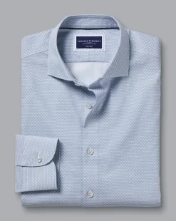 Seasonal Looks|Dress Shirts<Charles Tyrwhitt Semi-Spread Collar Wine Glass Print Non-Iron Shirt - Ocean Blue