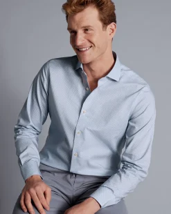 Seasonal Looks|Dress Shirts<Charles Tyrwhitt Semi-Spread Collar Wine Glass Print Non-Iron Shirt - Ocean Blue