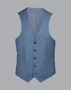 Vests<Charles Tyrwhitt Sharkskin Suit Vest - Cornflower Blue