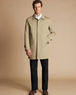 Coats|Raincoats<Charles Tyrwhitt Showerproof Cotton Raincoat - Limestone