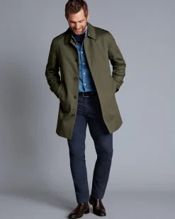 Coats|Raincoats<Charles Tyrwhitt Showerproof Cotton Raincoat - Green Olive