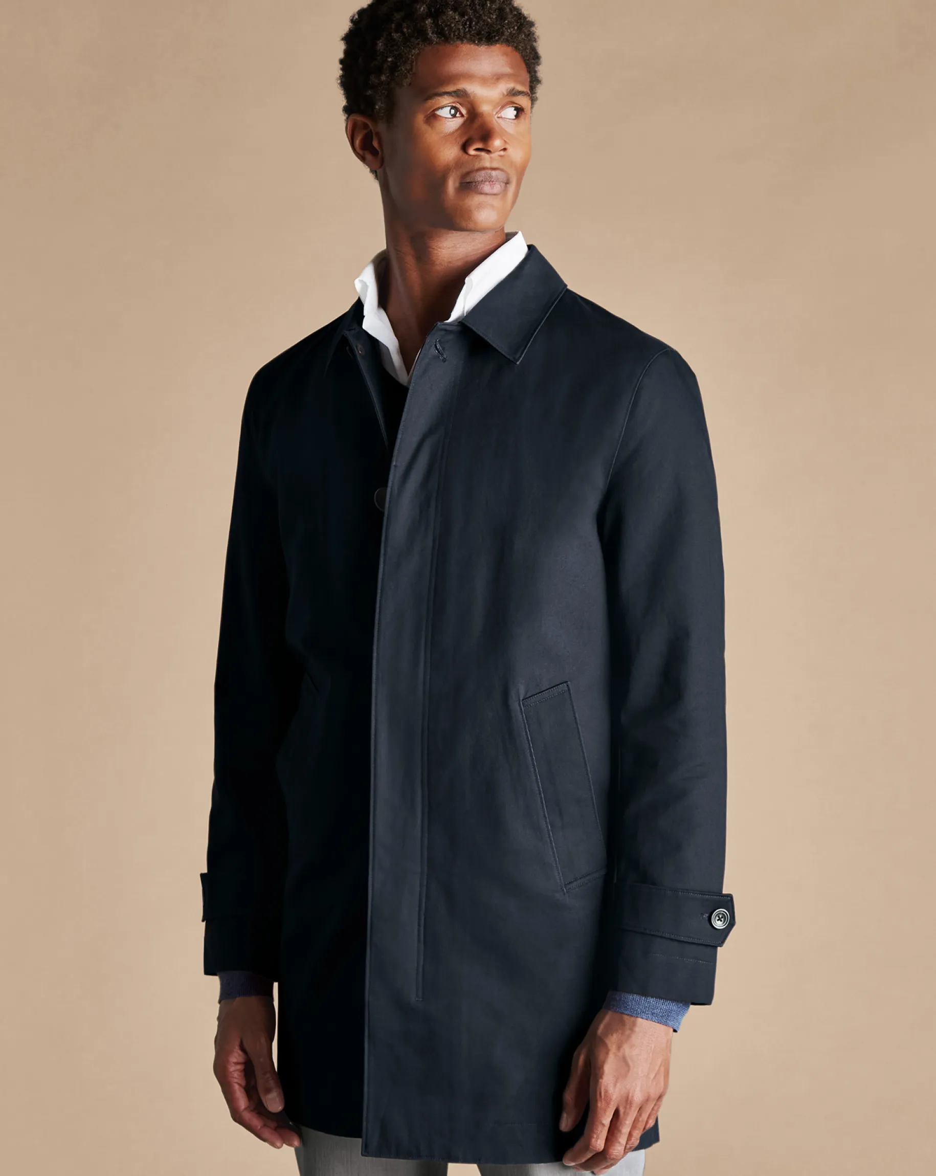 Coats|Raincoats<Charles Tyrwhitt Showerproof Cotton Raincoat - Dark Navy