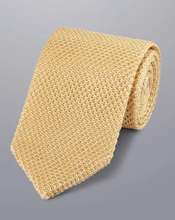 Accessories<Charles Tyrwhitt Silk Knitted Slim Tie - Tan