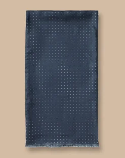 Gloves & Scarves|Evening Accessories<Charles Tyrwhitt Silk Spot Print Scarf - Navy