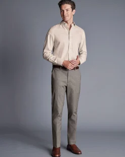 Pants & Shorts<Charles Tyrwhitt Smart Cotton Stretch Pants - Taupe