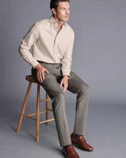 Pants & Shorts<Charles Tyrwhitt Smart Cotton Stretch Pants - Taupe