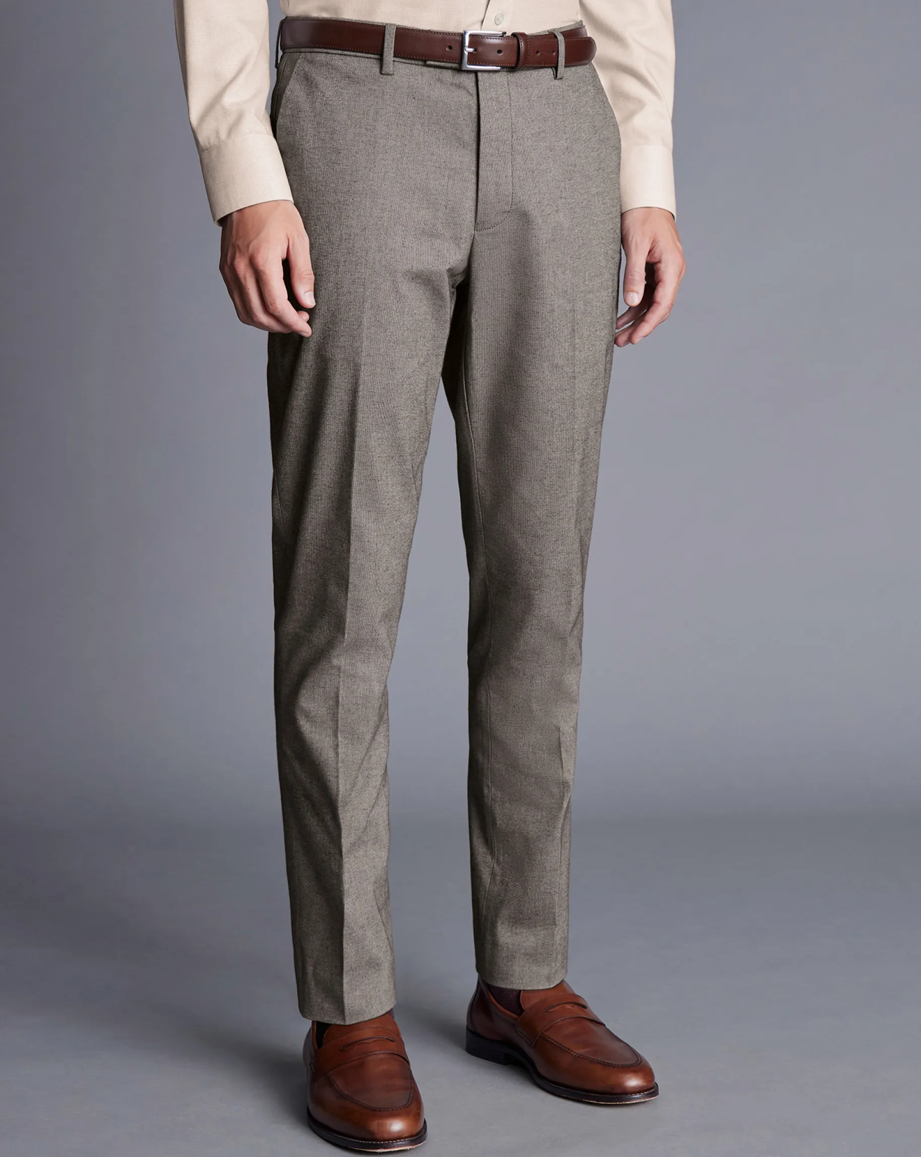 Pants & Shorts<Charles Tyrwhitt Smart Cotton Stretch Pants - Taupe