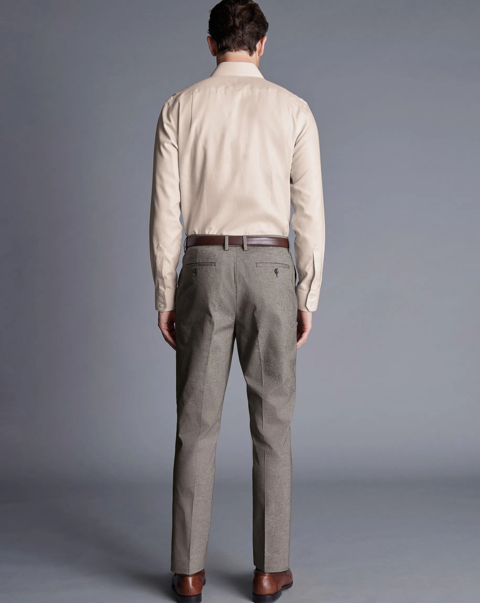Pants & Shorts<Charles Tyrwhitt Smart Cotton Stretch Pants - Taupe