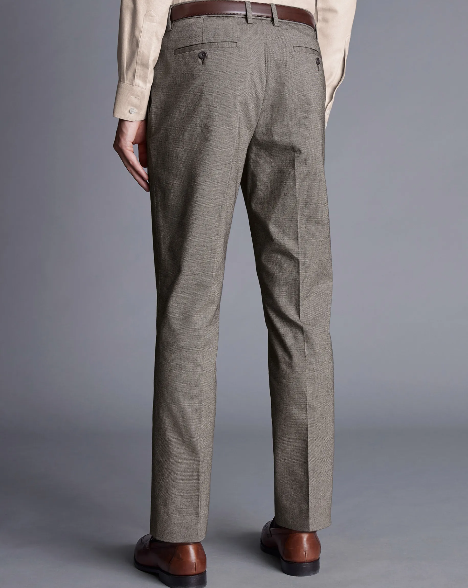 Pants & Shorts<Charles Tyrwhitt Smart Cotton Stretch Pants - Taupe