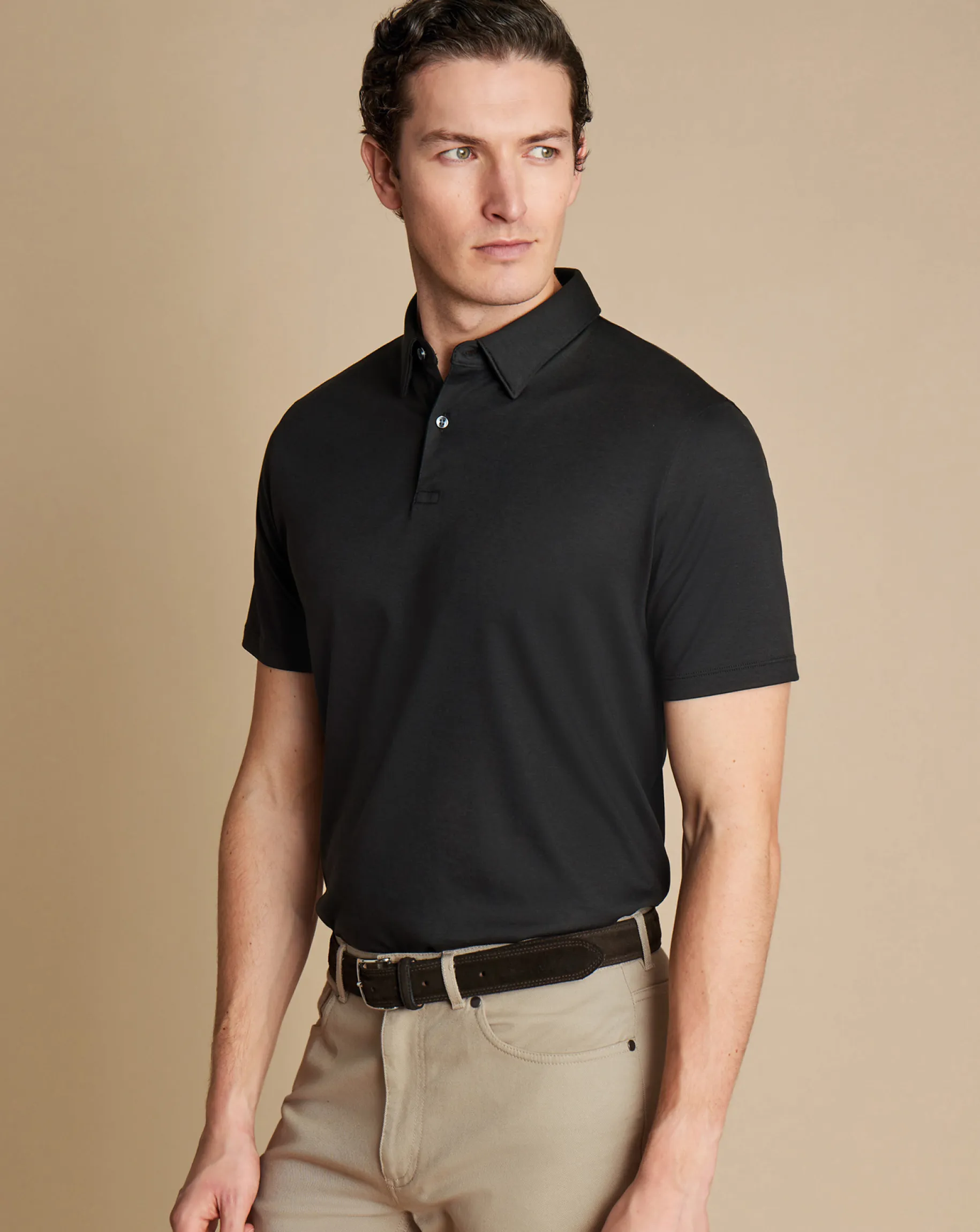Smart polos|Black<Charles Tyrwhitt Smart Jersey Polo - Black