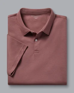 Pink Shirts|Short Sleeve polos<Charles Tyrwhitt Smart Jersey Polo - Claret Pink