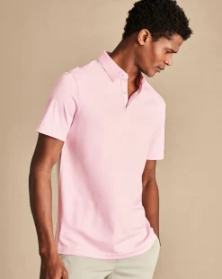 Pink Shirts|Short Sleeve polos<Charles Tyrwhitt Smart Jersey Polo - Light Pink