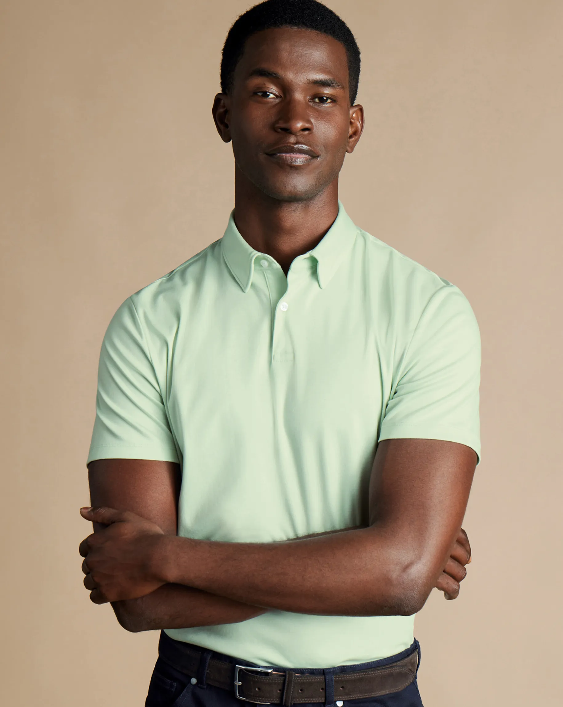 Smart polos|green<Charles Tyrwhitt Smart Jersey Polo - Light Green