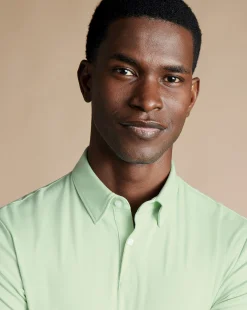 Smart polos|green<Charles Tyrwhitt Smart Jersey Polo - Light Green
