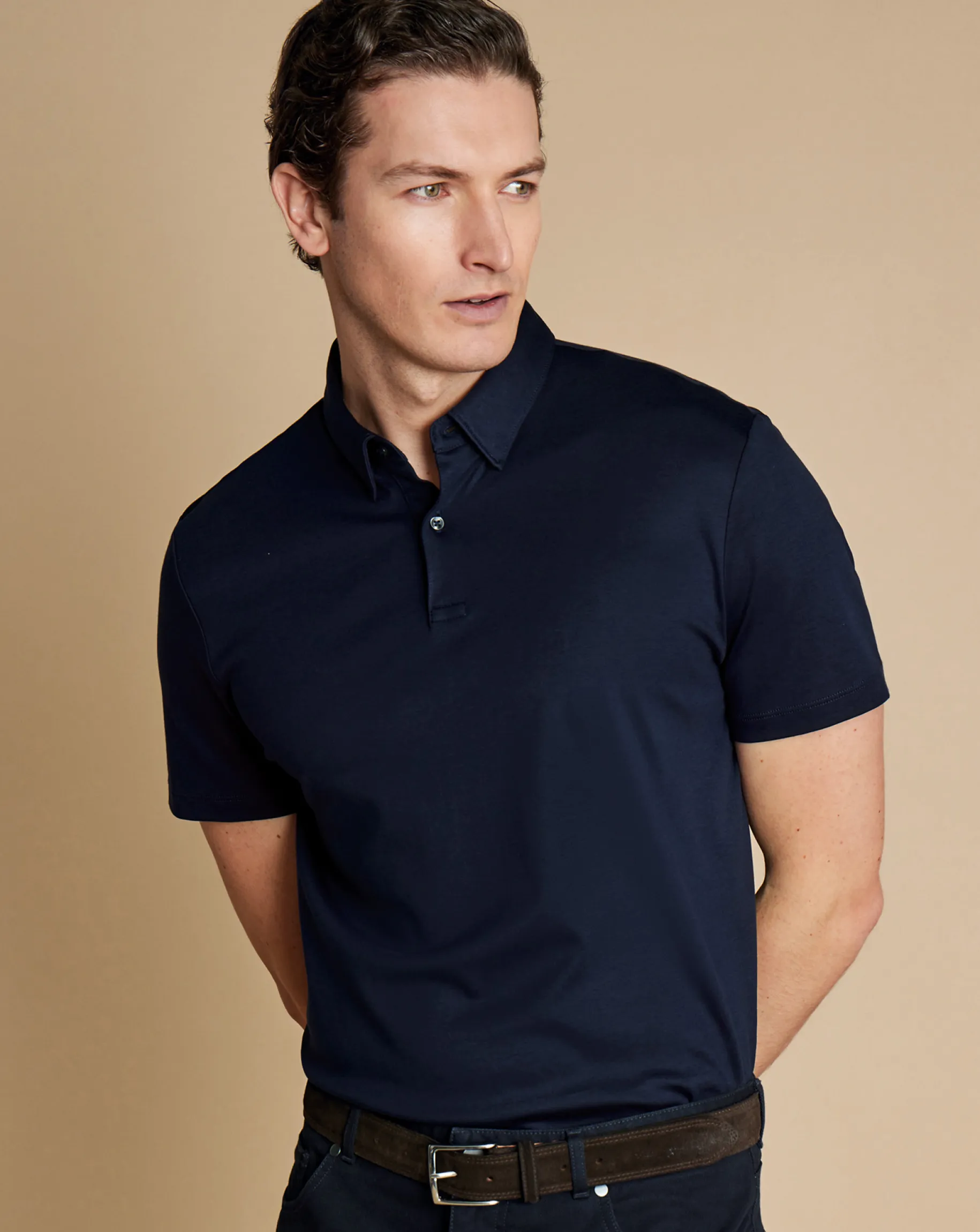 Blue Shirts|Smart polos<Charles Tyrwhitt Smart Jersey Polo - Navy