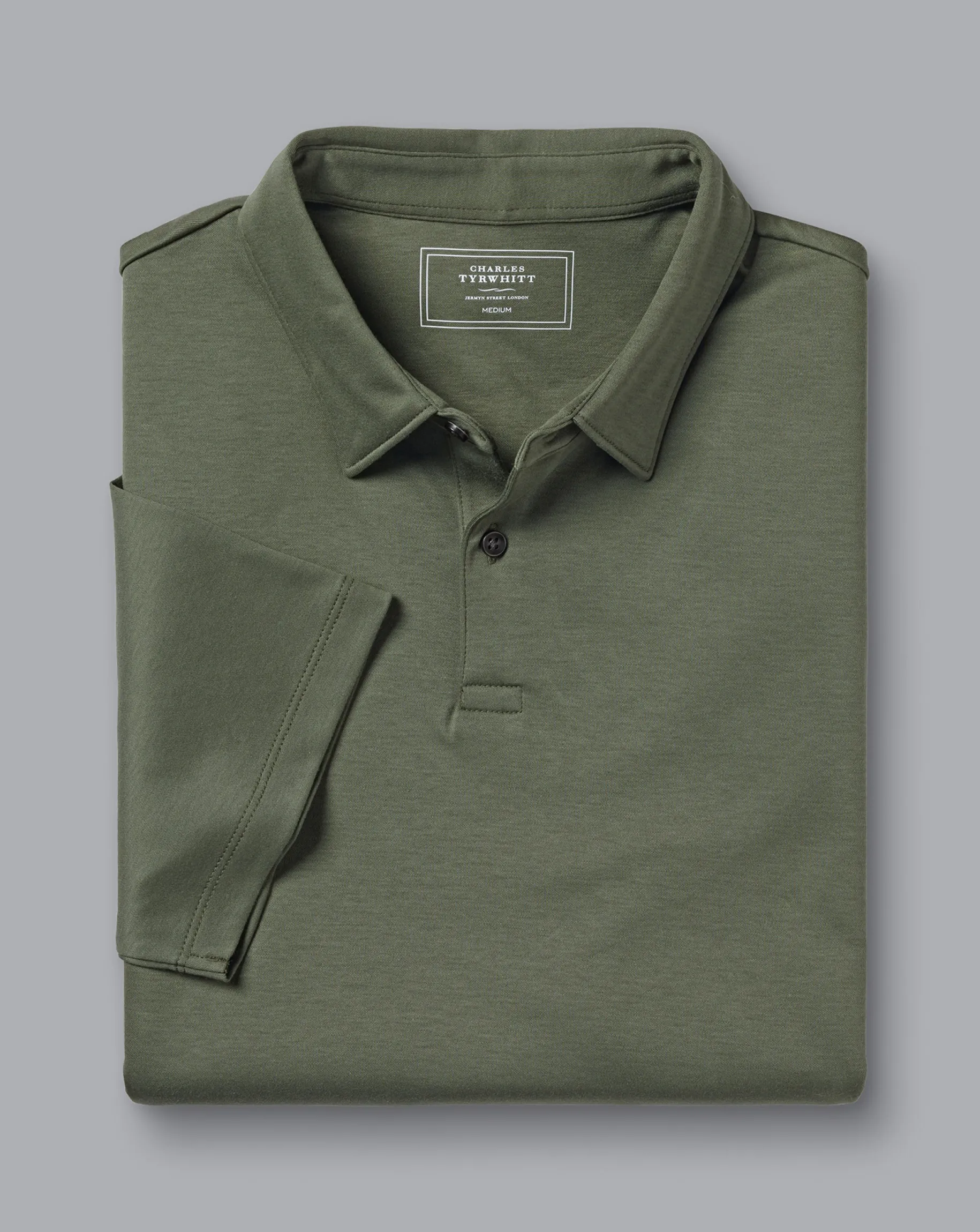 Smart polos|green<Charles Tyrwhitt Smart Jersey Polo - Green Olive